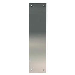 300mm x 75mm x 1.2mm Satin Stainless Steel Push Plate c/w Square Corners & Screw Fixings