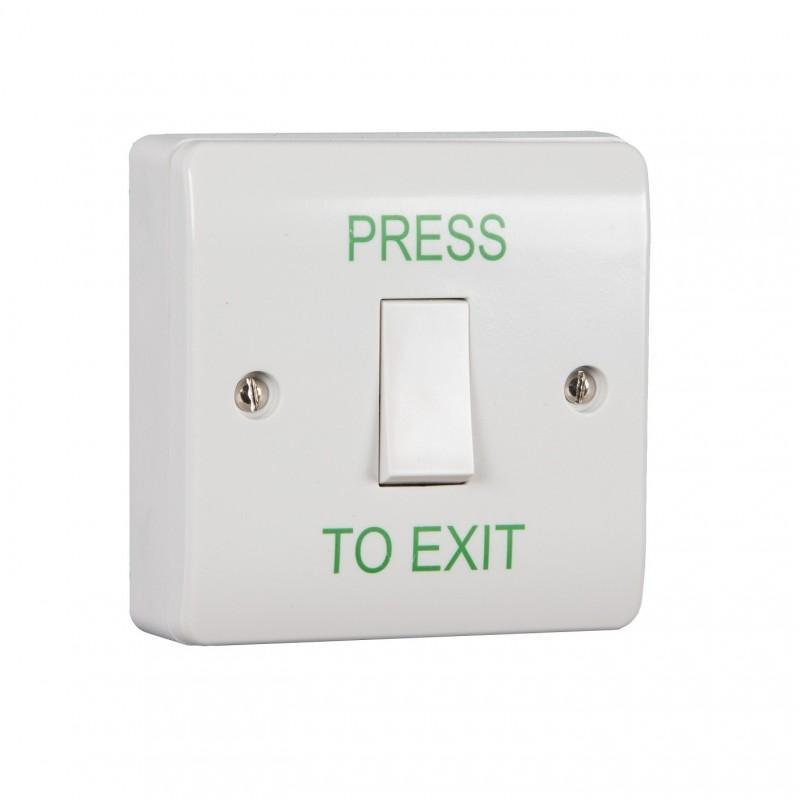 Keyswitch Style Momentary Press To Exit Button - White Plastic