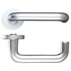 Safety Lever on Round Rose Satin Anodised Aluminium