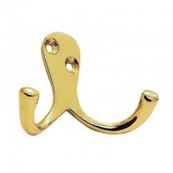 Polished Brass Double Wardrobe Hook