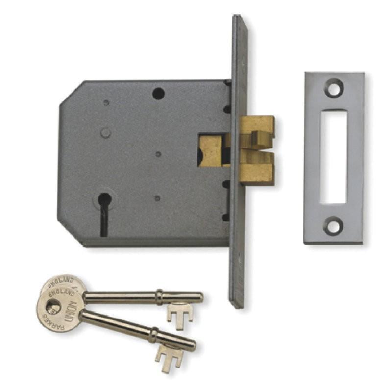 UNION 2477 3 Lever Claw Bolt Mortice Lock - Satin Stainless