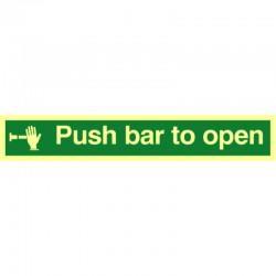 Photoluminescent Push Bar To Open Sign 450mm x 100mm