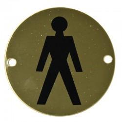 Polished Brass Steel Male Toilet Sign