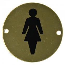 Polished Brass Steel Female Toilet Sign