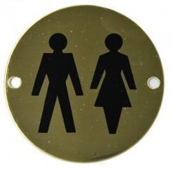 Polished Brass Unisex Toilet Sign