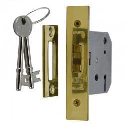 UNION 2477 3 Lever Claw Bolt Mortice Lock - Polished Brass