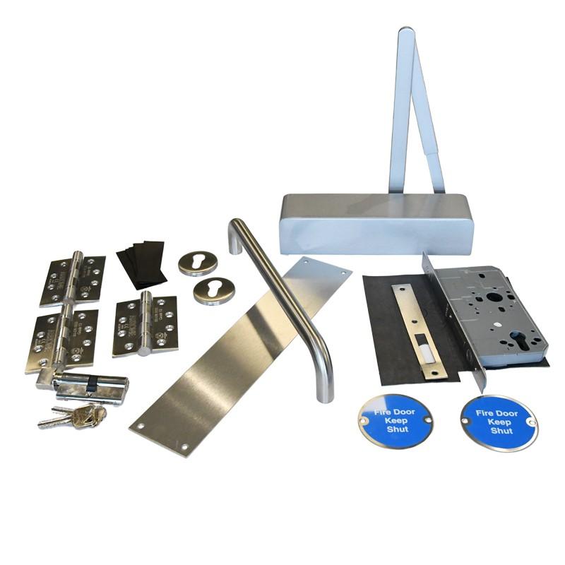 Fire Door Ironmongery Kit for Corridor - Locking - Basic Specification