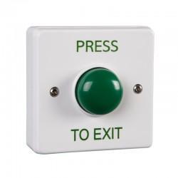 Green Dome Momentary Press To Exit Button - Plastic - White (S)