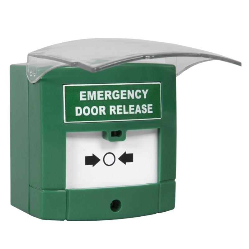 Illuminated Green Emergency Break Glass Unit - Flap Up Image