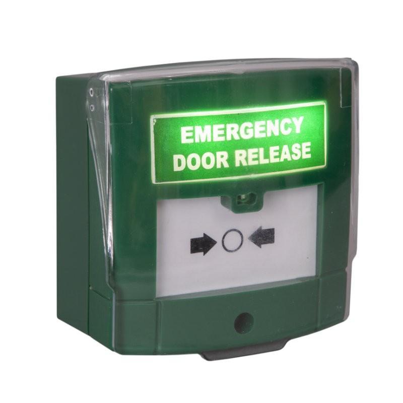 Green Illuminated Green Emergency Break Glass Unit Image