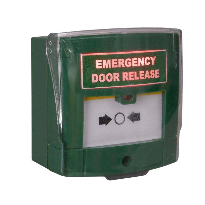 Red Illuminated Green Emergency Break Glass Unit Image