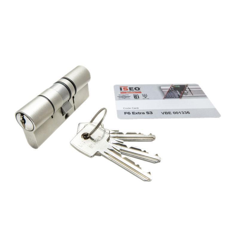 Iseo F6 Extra S3 Euro Double Cylinder Image with Keys and Card