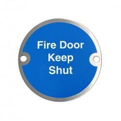 75mm Fire Door Keep Shut Sign | Satin Aluminium