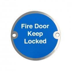 75mm Fire Door Keep Locked Sign | Satin Aluminium