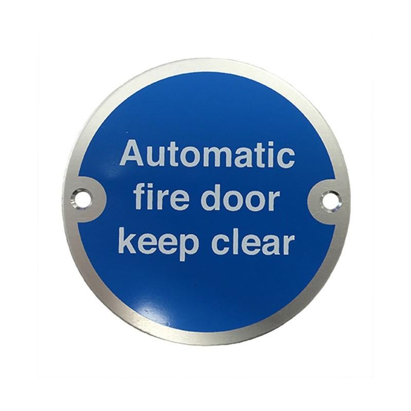 Satin Anodised Aluminium Automatic Fire Door Keep Clear Sign