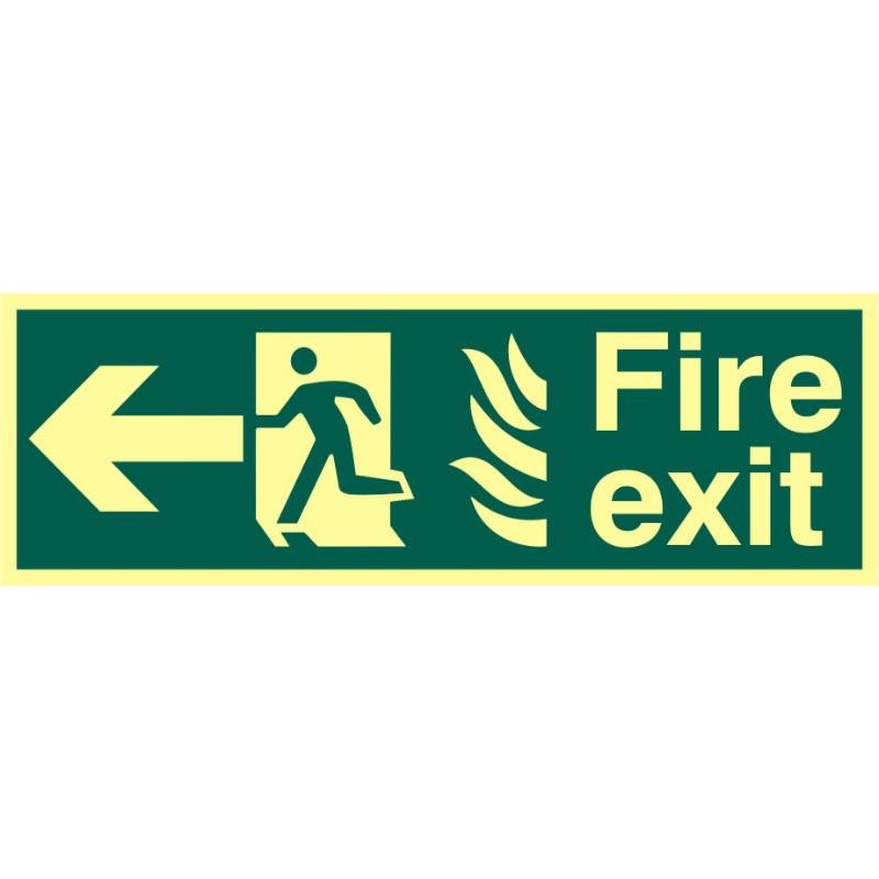 Photoluminescent Fire Exit Directional Sign - Left