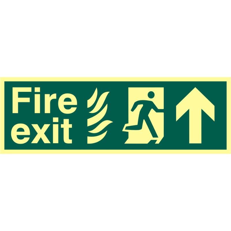 Photoluminescent Fire Exit Directional Sign - Up