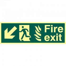 Photoluminescent Fire Exit Sign | Down Left