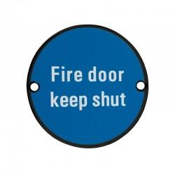 75mm Fire Door Keep Shut Sign | Black