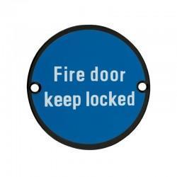 75mm Fire Door Keep Locked Sign | Black