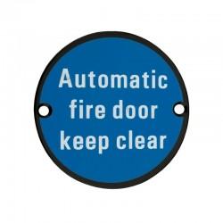 Black Automatic Fire Door Keep Clear Sign