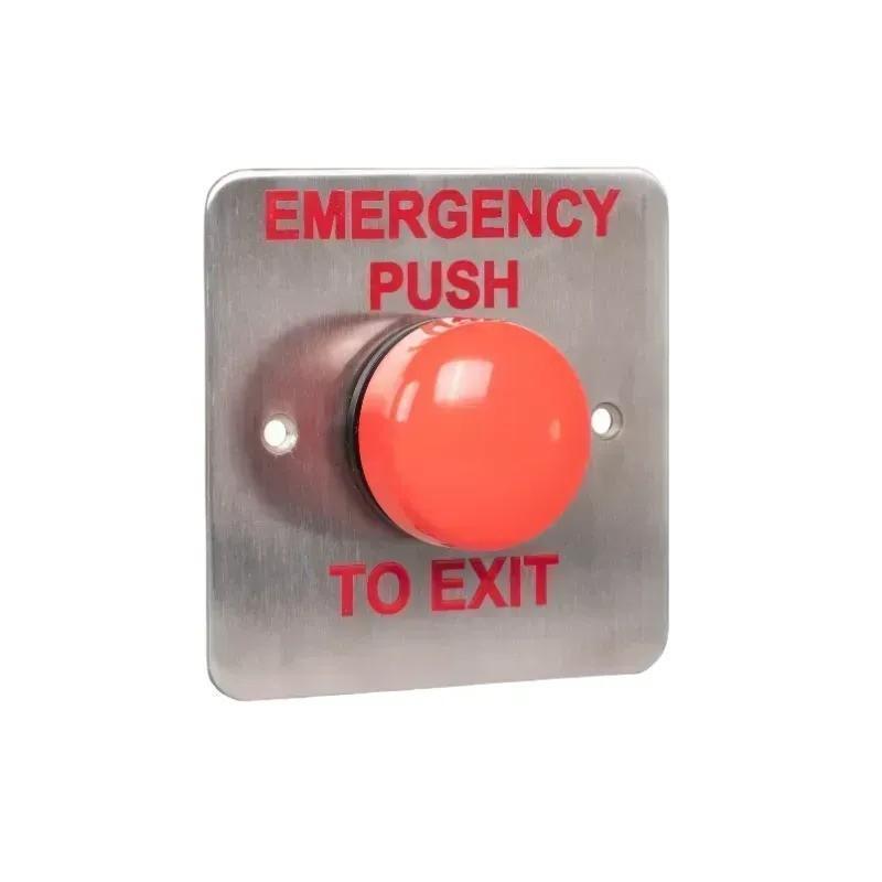 Stainless Steel Red Domed Button - Emergency Push To Exit