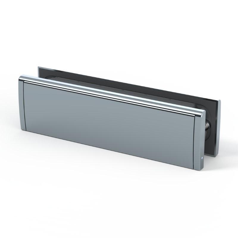 FRONTIER Security Letterplate In Polished Nickel Finish. Product Image On White Background.