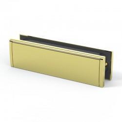 FRONTIER Security Letterplate in Polished Brass. Product Image On White Background.