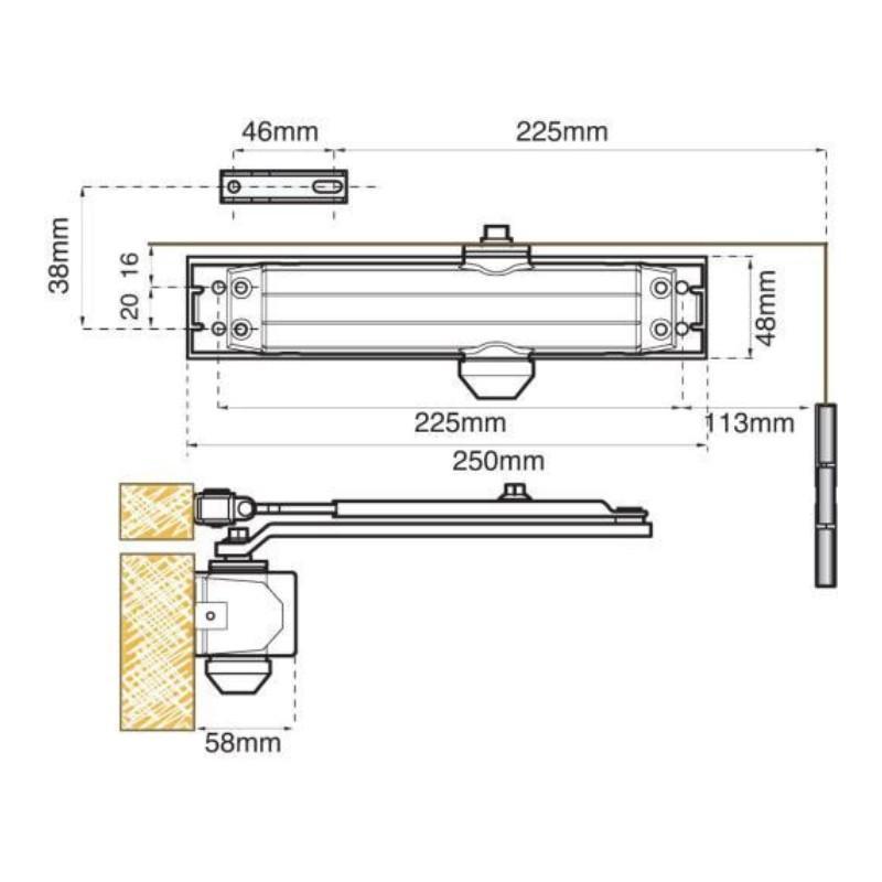 The Union Retro-V Door Closer Dimensions The Union Retro-V Door Closer Dimensions