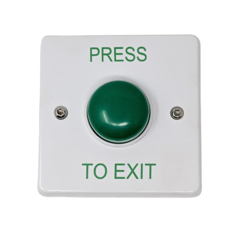 Green Dome Press To Exit Button - White