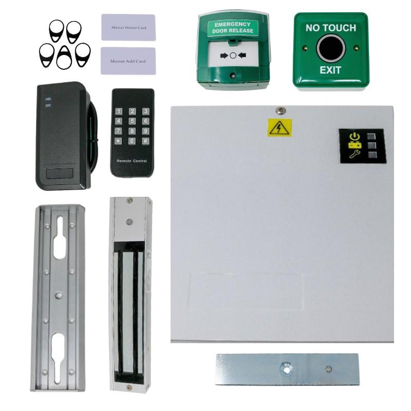 Fire Rated 12v DC - Single Door Maglock Touch Free Access Control Kit with Proximity Reader