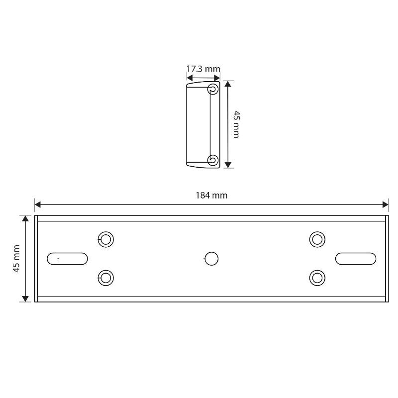 Dimensions For The Deedlock AEM20002 Maglock Armature Housing