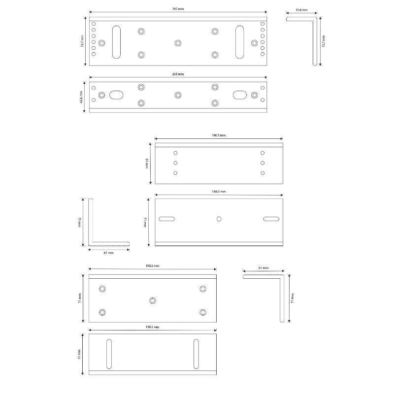 Dimensions For The Deedlock Standard Maglock Z and L Bracket