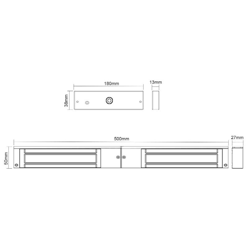 Dimensions For The Deedlock AEM20004 Slimline Double Maglock