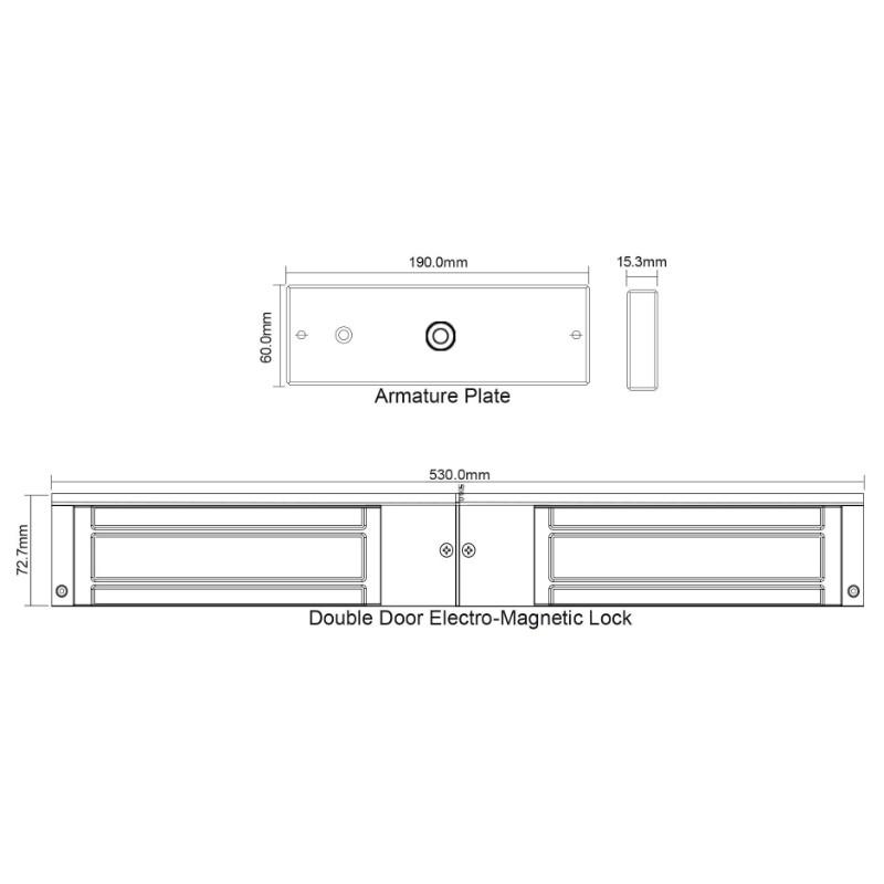 Dimensions For The Deedlock AEM20040 Standard Double Maglock