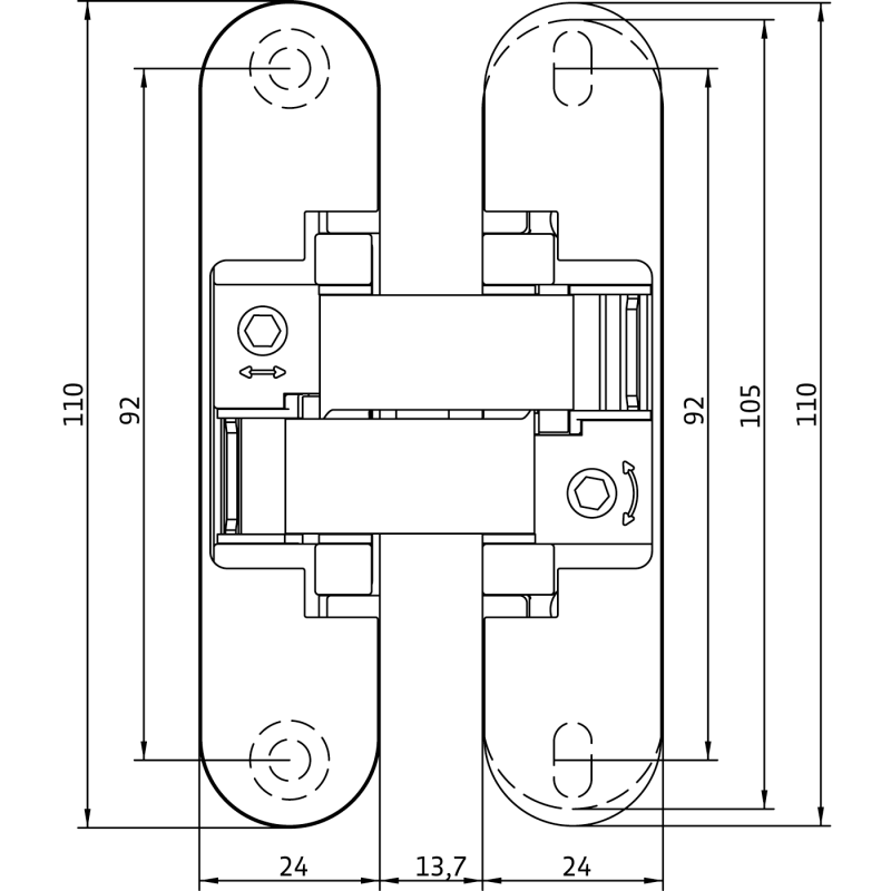 Dimensions Of The Anselmi AN 170 3D Hinge From Simonswerk Dimensions Of The Anselmi AN 170 3D Hinge From Simonswerk