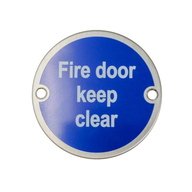 Satin Stainless Steel Fire Door Keep Clear Sign Satin Stainless Steel Fire Door Keep Clear Sign