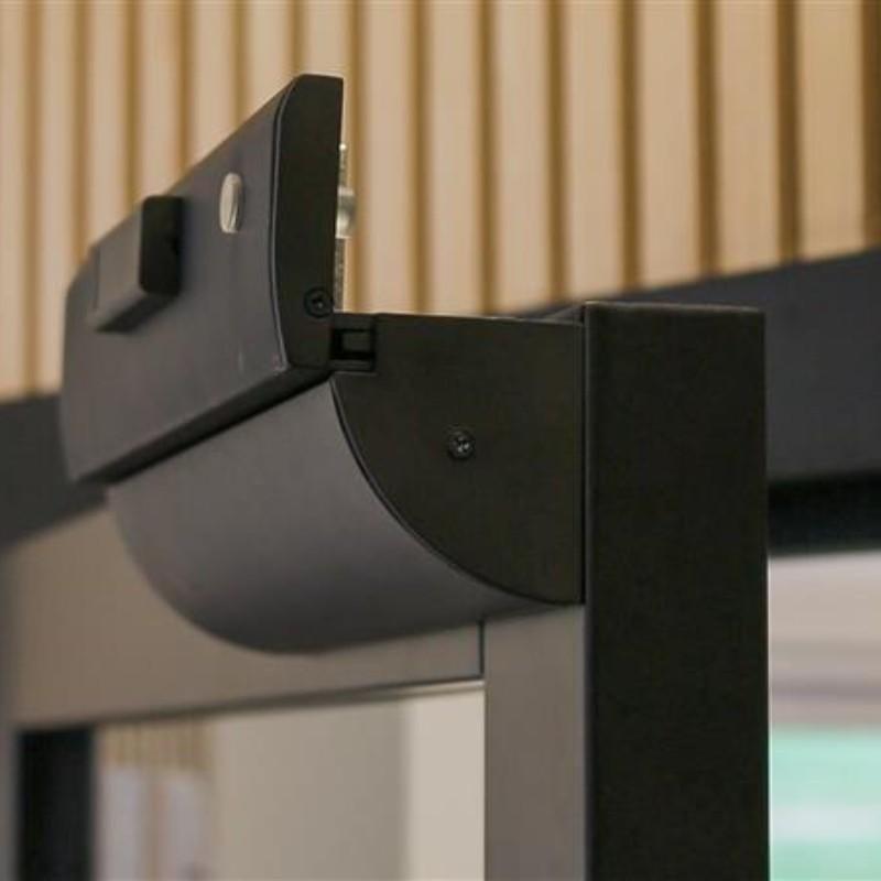 Architectural Z&L Bracket In Black, Installed On A Black Door