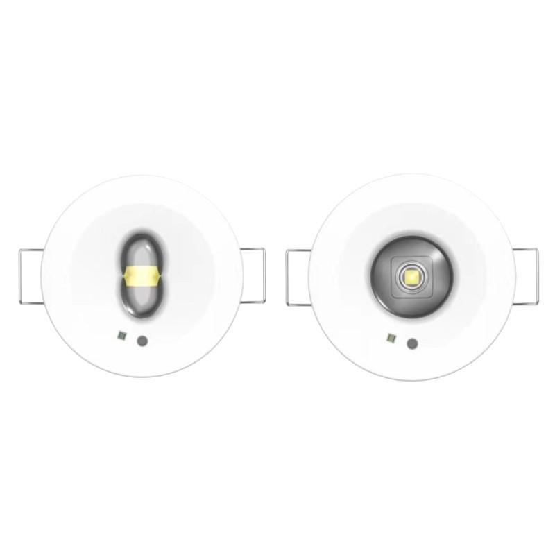 Emergency Downlight With Corridor And Open Area Lenses In White