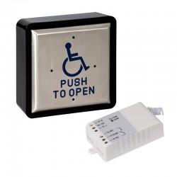 Push to open button with black surround and receiver.