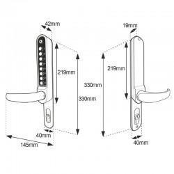 BORG BL6100 ECP Digital Door Lock Dimensional Drawing