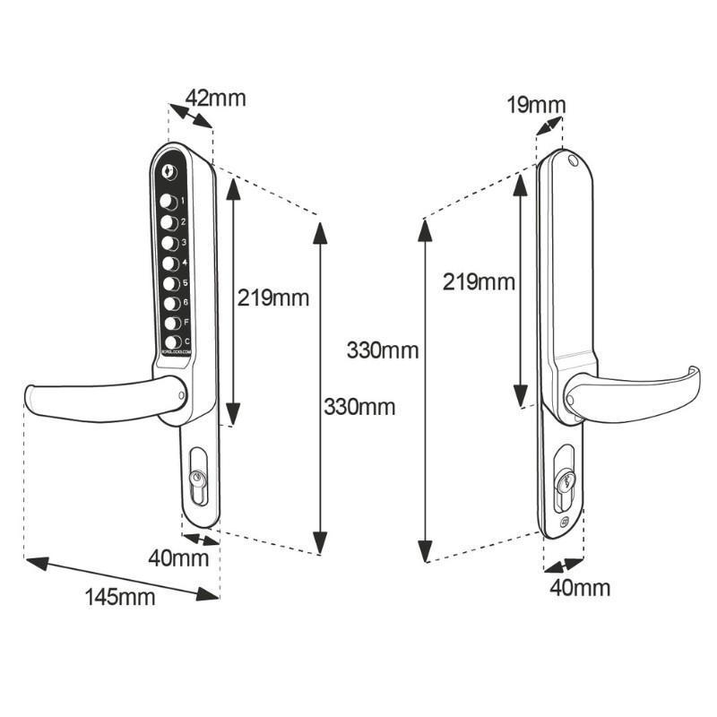 BORG BL6100 ECP Digital Door Lock Dimensional Drawing