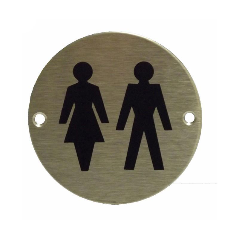 Satin Stainless Steel Unisex Toilet Sign