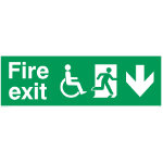 Disabled fire exit green sign