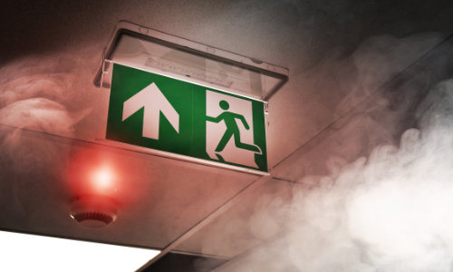 Fire alarm with smoke and exit sign
