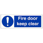 Fire door keep clear blue rectangle sign
