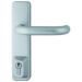 Outside access lever handle with euro cylinder, on a white background.