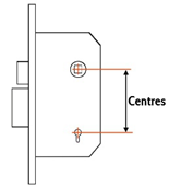 Mortice lever lock centres line drawing