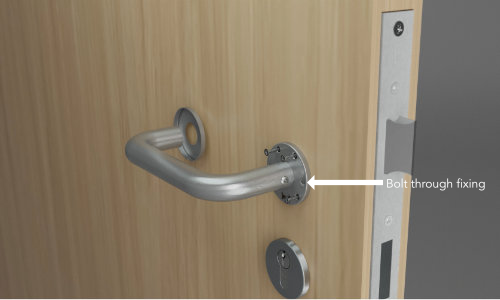 Bolt through fixing through door handle