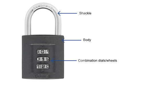 Parts of a padlock